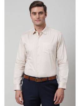 Peter England - Men Beige Printed Formal Shirt