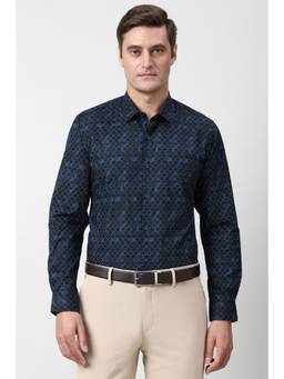 Peter England - Men Navy Blue Printed Formal Shirt