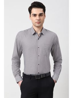 Peter England - Men Brown Checks Formal Shirt