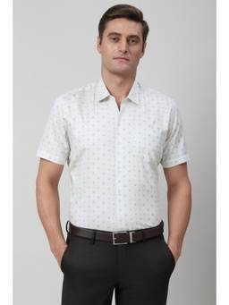 Peter England - Men White Printed Formal Shirt