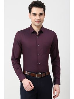 Peter England - Men Purple Textured Formal Shirt