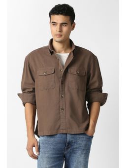 Van Heusen - Men Brown Solid Casual Shirt