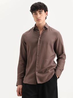 Rare Rabbit - Men Brown Textured Shirt