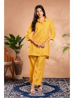 Cotton Culture - Women Yellow Floral Embroidered Co-Ord Set
