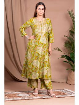 Cotton Culture - Women Olive Floral Printed Co-Ord Set
