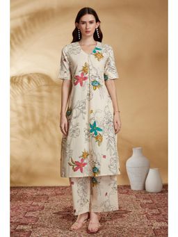 Cotton Culture - Women Off White Floral Printed Co-Ord Set