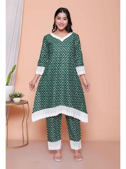 Doriyaan - Women Green Printed Lace Work Co-Ord Set