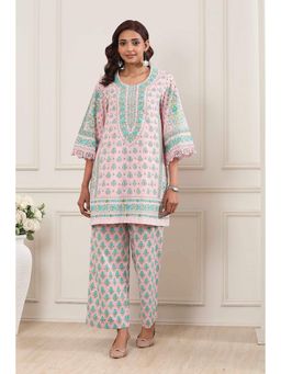 Biba - Women Pink Floral Printed Kurti with Palazzo