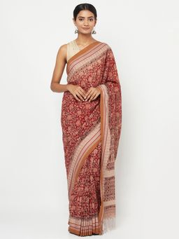 Fabindia - Cotton Kalamkari Printed Saree Without Blouse