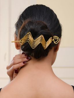 Silvermerc Designs - Gold Pleated Hair Bun Pin