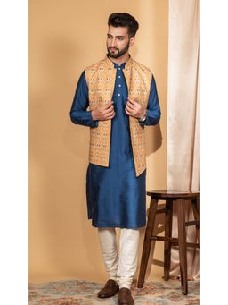 KISAH - Men Mustard Kurta Jacket Set (Set of 3)