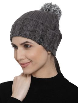 513 - Women Grey White Beanie