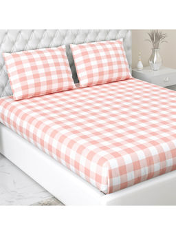 Haus & Kinder - Cottage Core Blush 186 Tc 100% Cotton Printed Fitted Bedsheet (Set of 3)