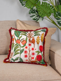 ONSETHOMES - Wildflower Red Cushion Cover (16x16 inches)