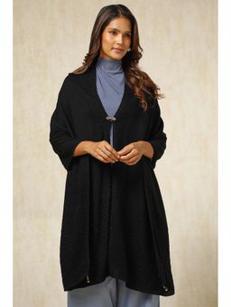 Soch - Black Self Design Tassel Shawl