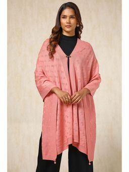 Soch - Peach Self Design Tassel Shawl