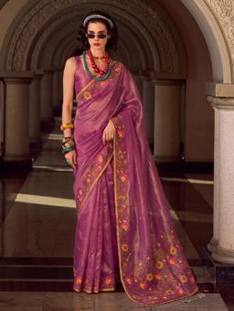 Nyri - Purple Woven Zari Tissue Saree
