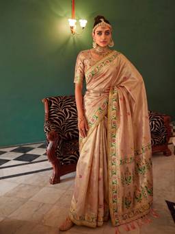 Nyri - Gold Woven Zari Tissue Silk Saree