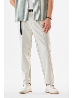 Snitch - Off White Solid Relaxed Fit Trouser
