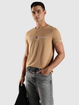 Tommy Hilfiger - Beige Solid Slim Fit T-Shirt