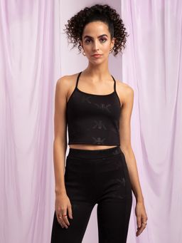 KENDALL + KYLIE - Black Printed Round Neck Top