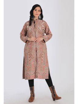 Tjori - Tahira Cream Kani Jamavar Long Coat