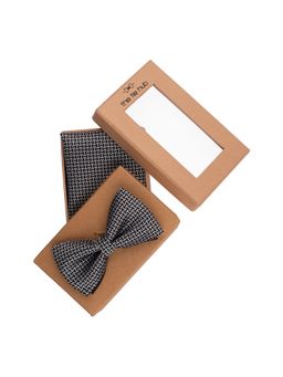 The Tie Hub - Endless Grey Geomatric Bow Tie For Men And Pocket Square Gift
