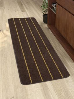 Saral Home - Polypropylene Striped Anti Skid Runner-Dark Brown-45X120 Cm