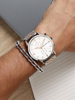 Joker and Witch - Joker & Witch Acacius Silver Mens Watch Bracelet Stack (Set of 2) (Medium)