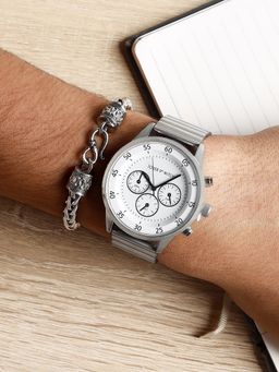 Joker and Witch - Joker & Witch Gaius Silver Mens Watch Bracelet Stack (Set of 2) (Medium)