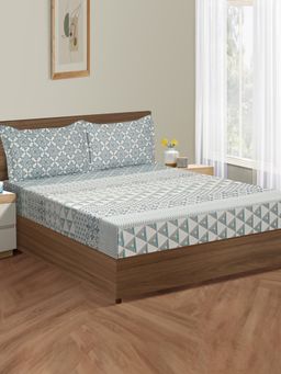 Swayam - Geometric 210 Tc Bedsheet With 2 Pillow Cover Grey