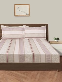 Swayam - Geometric 210 Tc Double Bedsheet With 2 Pillow Cover Pink