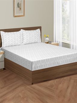 Swayam - Abstract 210 Tc Double Bedsheet With 2 Pillow Cover Grey