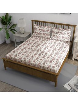 Swayam - Floral 300 Tc Double Bedsheet With 2 Pillow Cover Pink