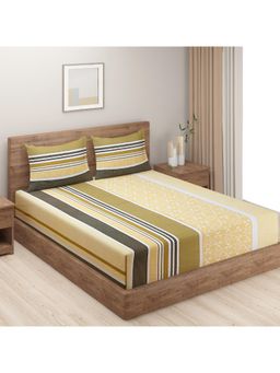 Swayam - Geometric 144 Tc Double Bedsheet With 2 Pillow Cover Green
