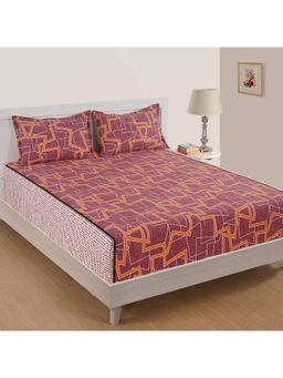 Swayam - Abstract 144 Tc Double Bedsheet With 2 Pillow Cover Red