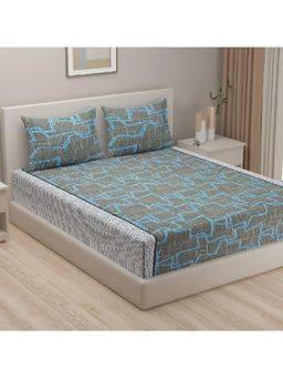 Swayam - Abstract 144 Tc Double Bedsheet With 2 Pillow Cover Grey