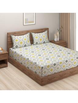 Swayam - Geometric 180 Tc Double Bedsheet With 2 Pillow Cover Multi-Color