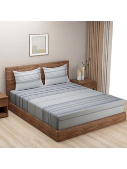 Swayam - Geometric 210 Tc Double Bedsheet With 2 Pillow Cover Grey