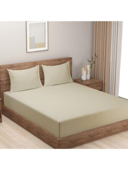 Swayam - Solid 300 Tc Double Bedsheet With 2 Pillow Cover Brown