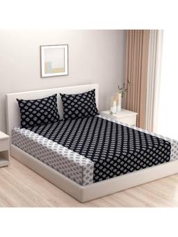 Swayam - Ethnic 210 Tc Double Bedsheet With 2 Pillow Cover Black
