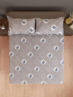 Swayam - Ethnic 144 Tc Double Bedsheet With 2 Pillow Cover Grey