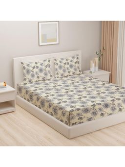 Swayam - Floral 144 Tc Double Bedsheet With 2 Pillow Cover White