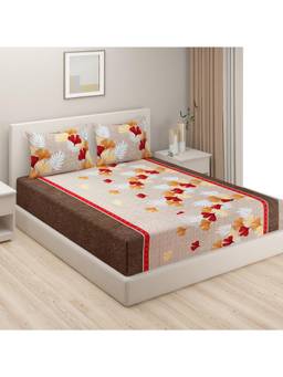 Swayam - Floral 170 Tc Double Bedsheet With 2 Pillow Cover Multi-Color