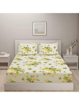 Swayam - Floral 170 Tc Double Bedsheet With 2 Pillow Cover Green