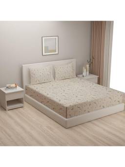 Swayam - Abstract 300 Tc Double Bedsheet With 2 Pillow Cover Beige