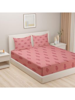 Swayam - Ethnic 300 Tc Double Bedsheet With 2 Pillow Cover Pink