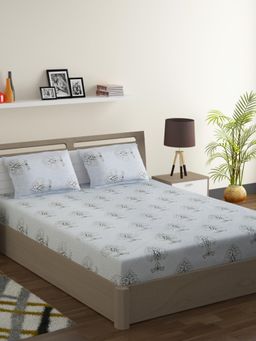 Swayam - Ethnic 210 Tc King Bedsheet With 2 Pillow Cover Grey
