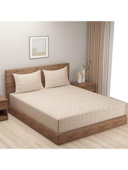 Swayam - Abstract 210 Tc King Bedsheet With 2 Pillow Cover Beige