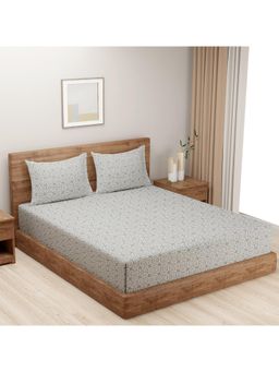 Swayam - Abstract 210 Tc King Bedsheet With 2 Pillow Cover Grey